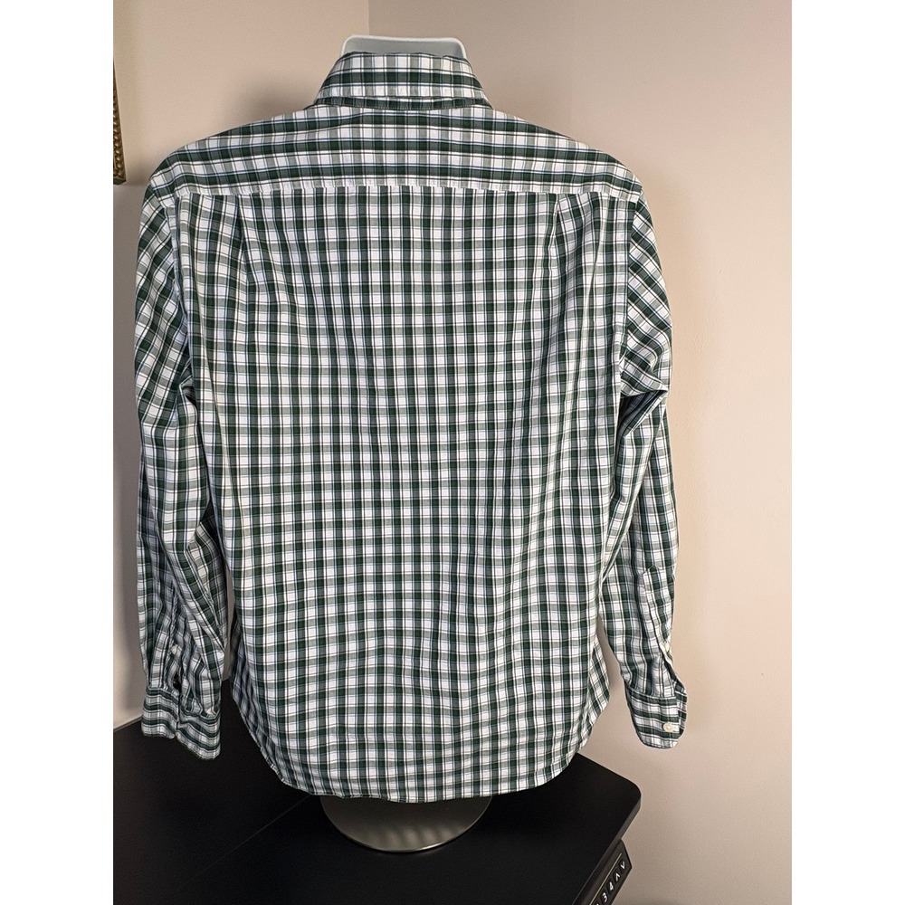 J.Crew Performance Slim Untucked Plaid Shirt Mens Large Green White Long Sleeve - Picture 4 of 5